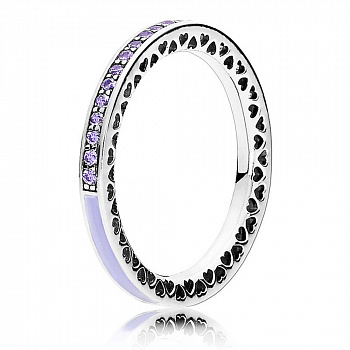 КОЛЬЦО PANDORA ФИОЛЕТОВЫЕ СИЯЮЩИЕ СЕРДЦА №191011ACZ